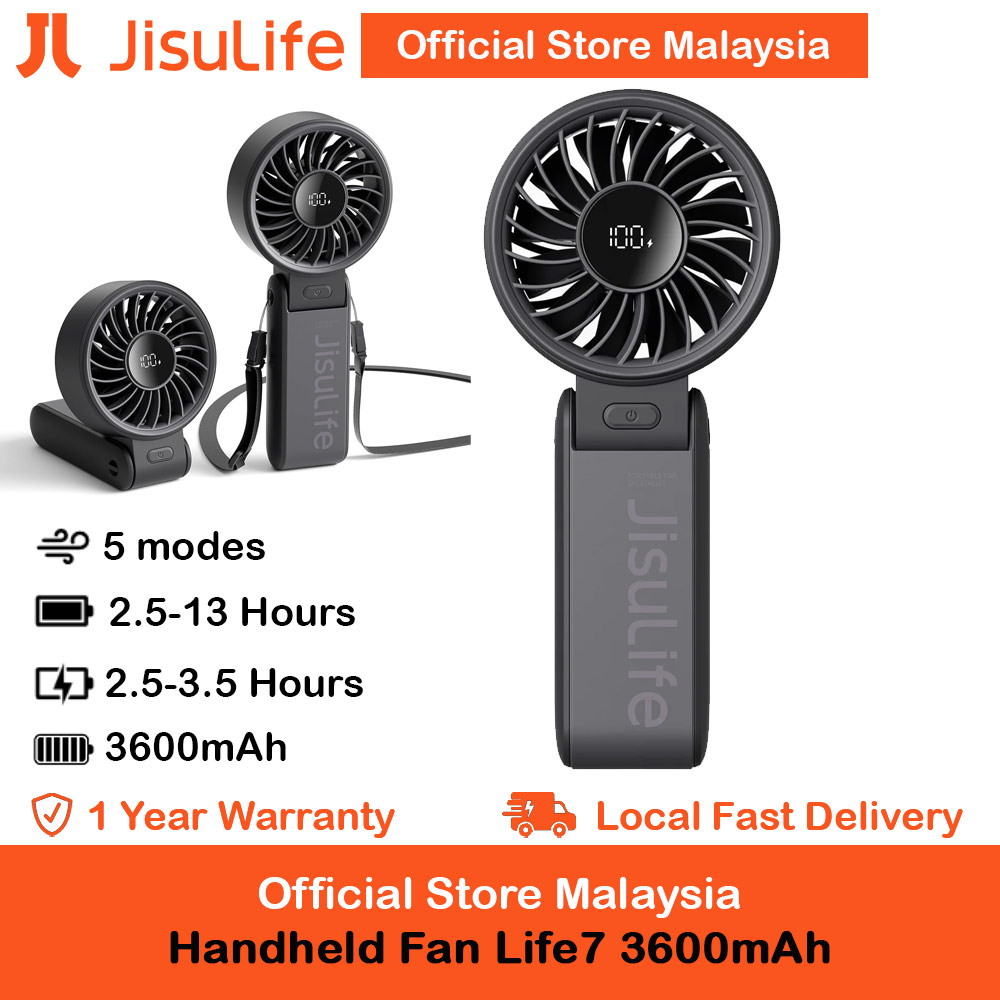 Picture of Jisulife 3 in 1 Handheld Fan Life7 Powerful Portable Fan with LED Display Foldable as Desk Fan Hangable as Neck Fan (3600mAh Black) Red Design- Red Design Cases, Red Design Covers, iPad Cases and a wide selection of Red Design Accessories in Malaysia, Sabah, Sarawak and Singapore 