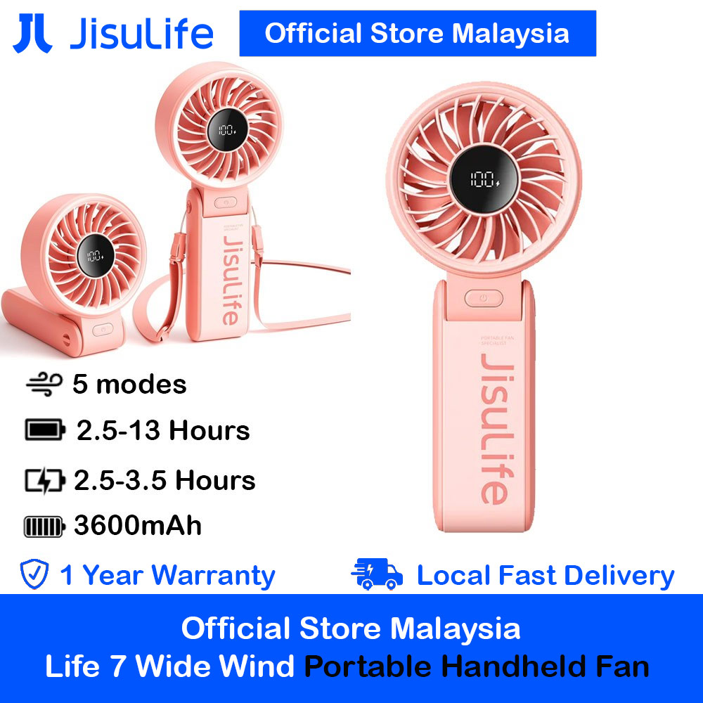 Picture of Jisulife Malaysia 3 in 1 Handheld Fan Life7 Powerful Portable Fan with LED Display Foldable as Desk Fan Hangable as Neck Fan (3600mAh Pink) Red Design- Red Design Cases, Red Design Covers, iPad Cases and a wide selection of Red Design Accessories in Malaysia, Sabah, Sarawak and Singapore