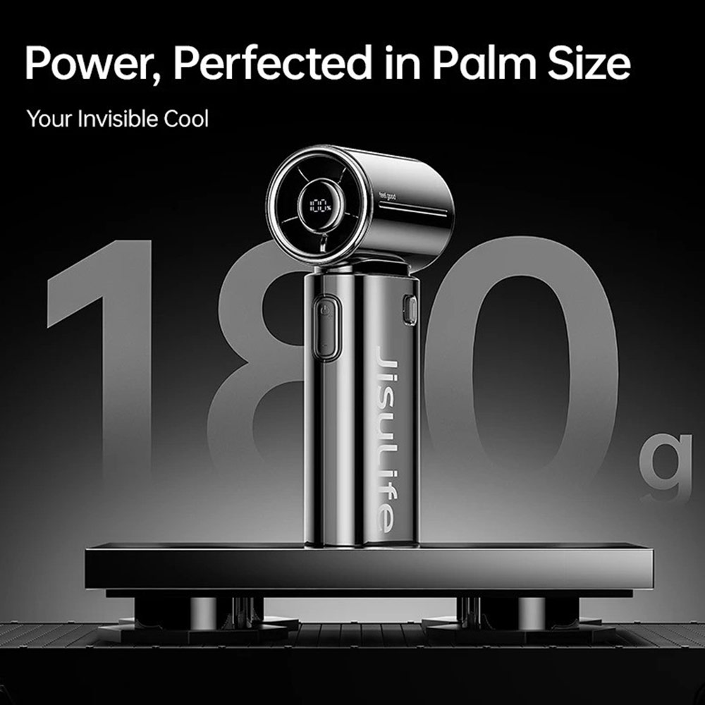 Picture of Jisulife Life9S LED Limited Edition Silver Chrome Palm Size Mini Compact Handheld Portable Fan Strong Wind