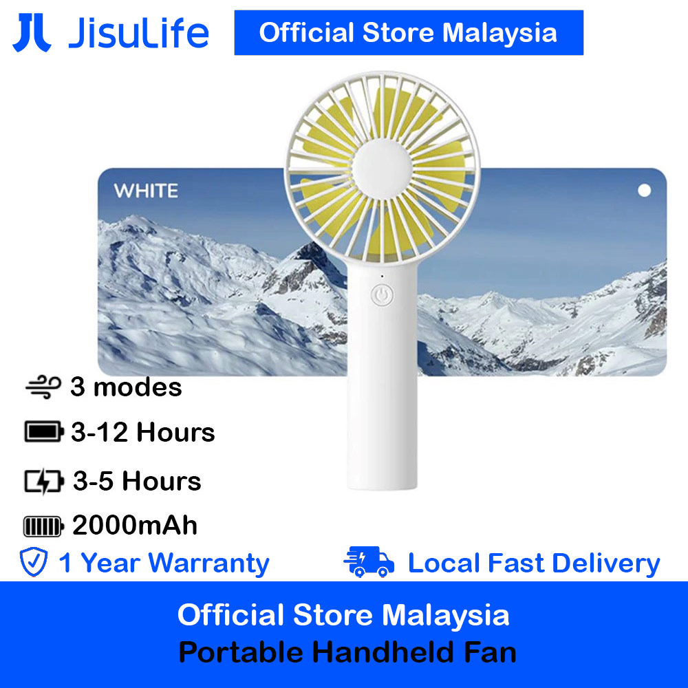 Picture of Jisulife Malaysia 3 Speed Wind Portable Fast Charge Rechargeble 2000mAh Handheld Fan for Outdoor Indoor Badminton Court Concert Picnic Camping FA21 (White) Red Design- Red Design Cases, Red Design Covers, iPad Cases and a wide selection of Red Design Accessories in Malaysia, Sabah, Sarawak and Singapore 
