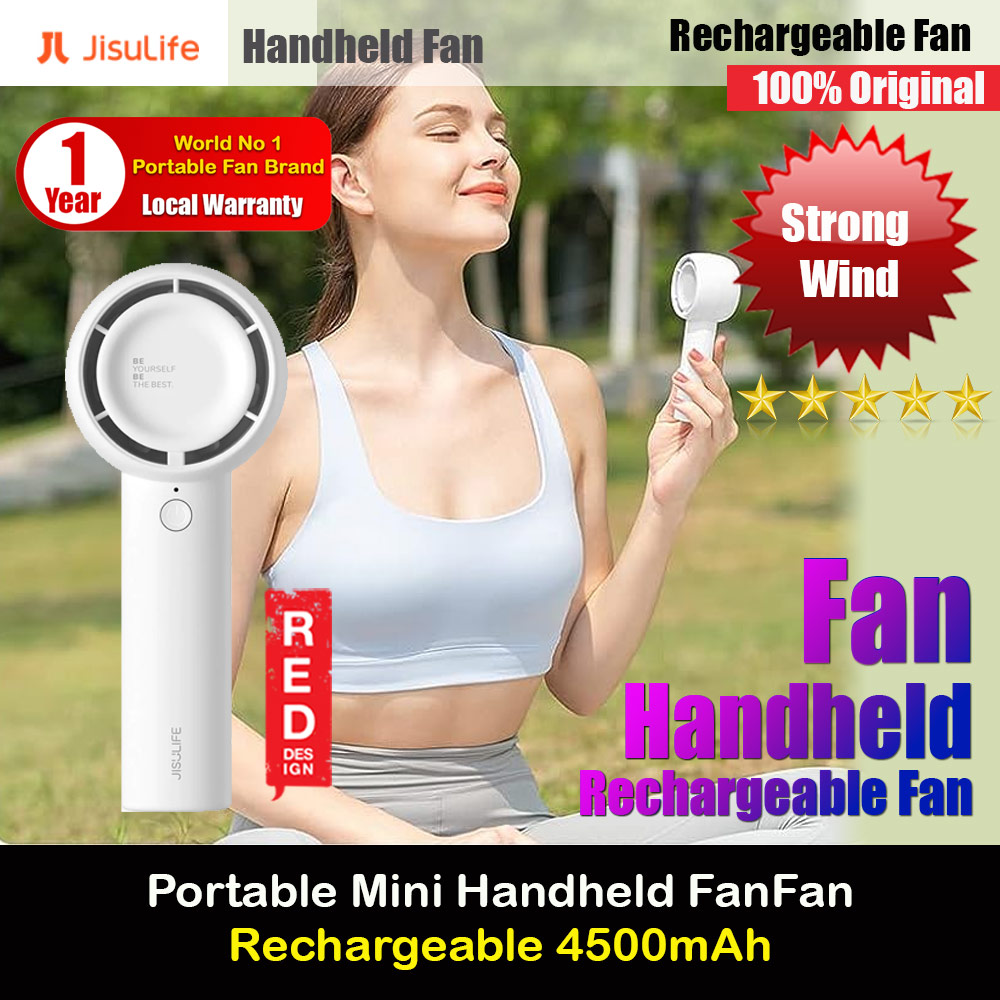 Picture of Jisulife 3 Speed Turbo Strong Wind Portable Fast Charge Rechargeble 4500mAh Hidden Blade Handheld Mini Fan for Outdoor Indoor Badminton Court Concert Picnic Camping FA42 (White)