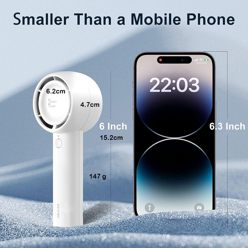 Picture of Jisulife 3 Speed Turbo Strong Wind Portable Fast Charge Rechargeble 4500mAh Hidden Blade Handheld Mini Fan for Outdoor Indoor Badminton Court Concert Picnic Camping FA42 (White)