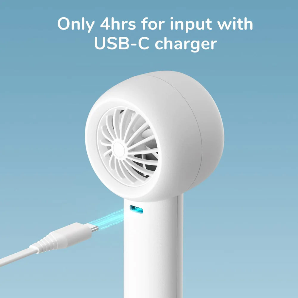 Picture of Jisulife 3 Speed Turbo Strong Wind Portable Fast Charge Rechargeble 4500mAh Hidden Blade Handheld Mini Fan for Outdoor Indoor Badminton Court Concert Picnic Camping FA42 (White)