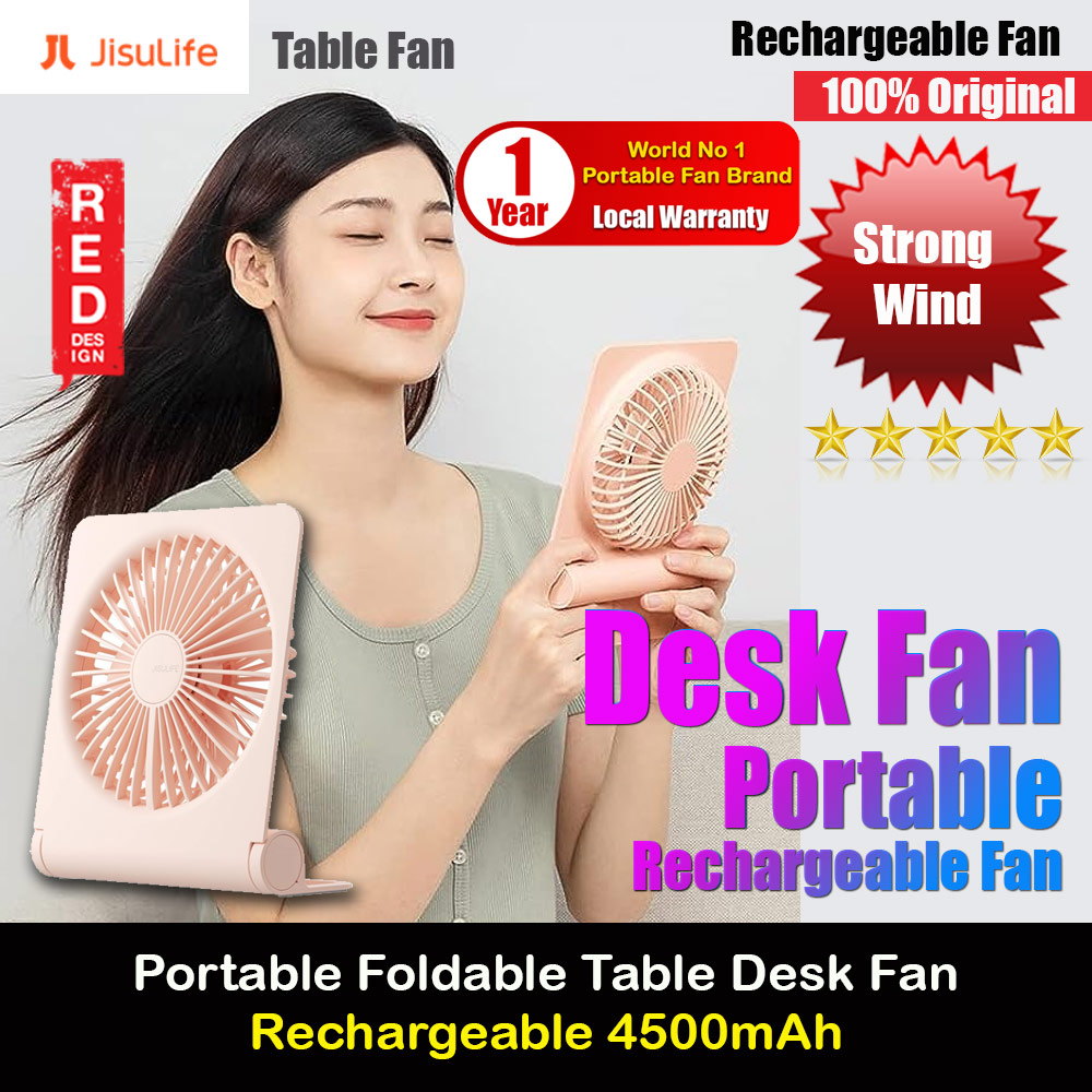 Picture of Jisulife Ultra Slim Table Fan Lite Strong Air Flow 4 Speed Wind Portable Rechargeable 4500mAh Desktop Fan For Home Office Outdoor Travel (Pink) Red Design- Red Design Cases, Red Design Covers, iPad Cases and a wide selection of Red Design Accessories in Malaysia, Sabah, Sarawak and Singapore 