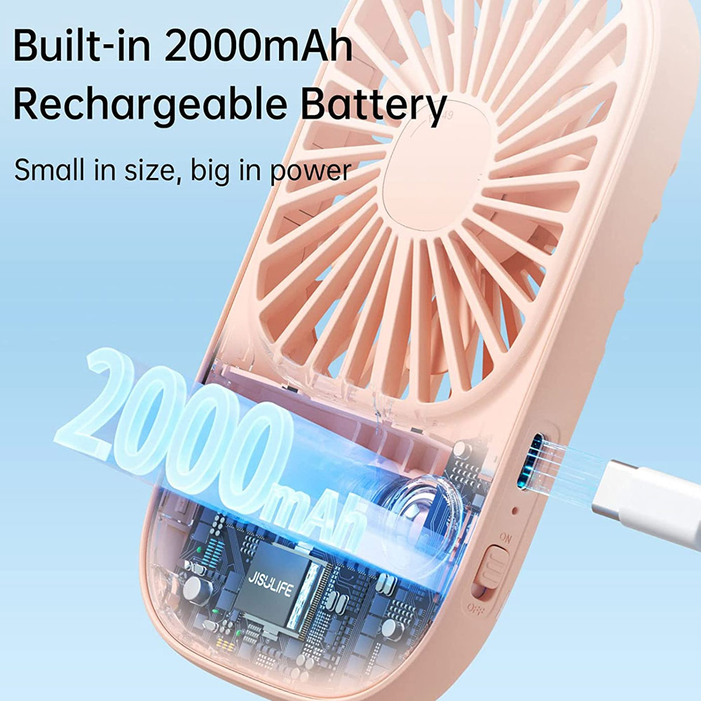 Picture of Jisulife Malaysia Handheld Fan Ultra Thin Mini Fan Small Portable Fan USB Rechargeable Personal Lash Fan with 3 Speeds for Office Outdoor Travel (Pink)