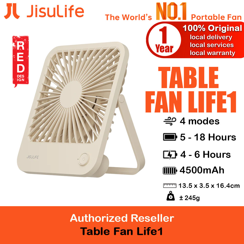 Picture of JISULIFE Table Desk Fan Ultra Slim Portable Desktop Fan Strong Airflow Ultra Quiet 4500mAh USB Rechargeable Electric Table Fan for Office Room Travel Outdoor Indoor Picnic Camping (Brown) Red Design- Red Design Cases, Red Design Covers, iPad Cases and a wide selection of Red Design Accessories in Malaysia, Sabah, Sarawak and Singapore 