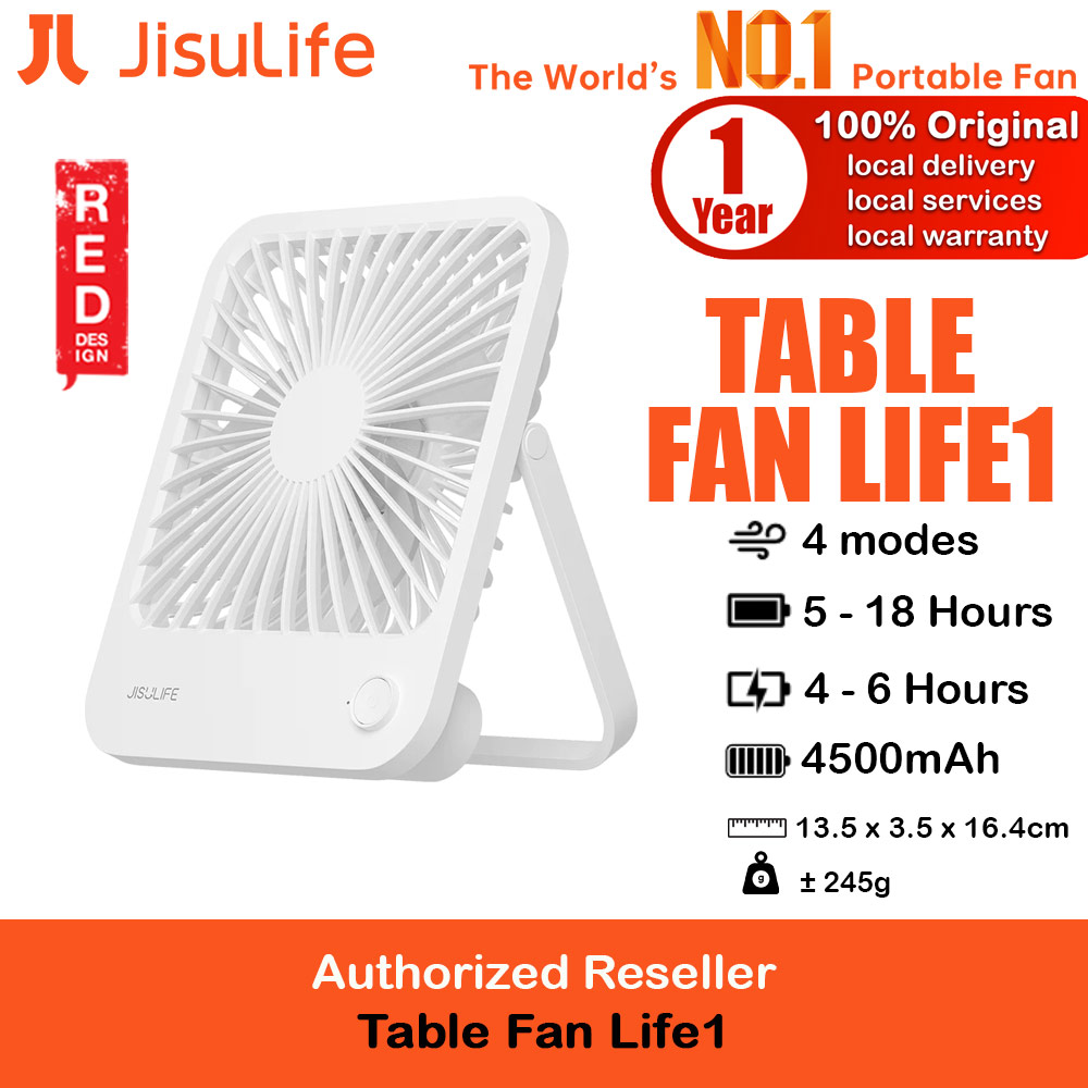 Picture of JISULIFE Table Desk Fan Ultra Slim Portable Desktop Fan Strong Airflow Ultra Quiet 4500mAh USB Rechargeable Electric Table Fan for Office Room Travel Outdoor Indoor Picnic Camping (White) Red Design- Red Design Cases, Red Design Covers, iPad Cases and a wide selection of Red Design Accessories in Malaysia, Sabah, Sarawak and Singapore 