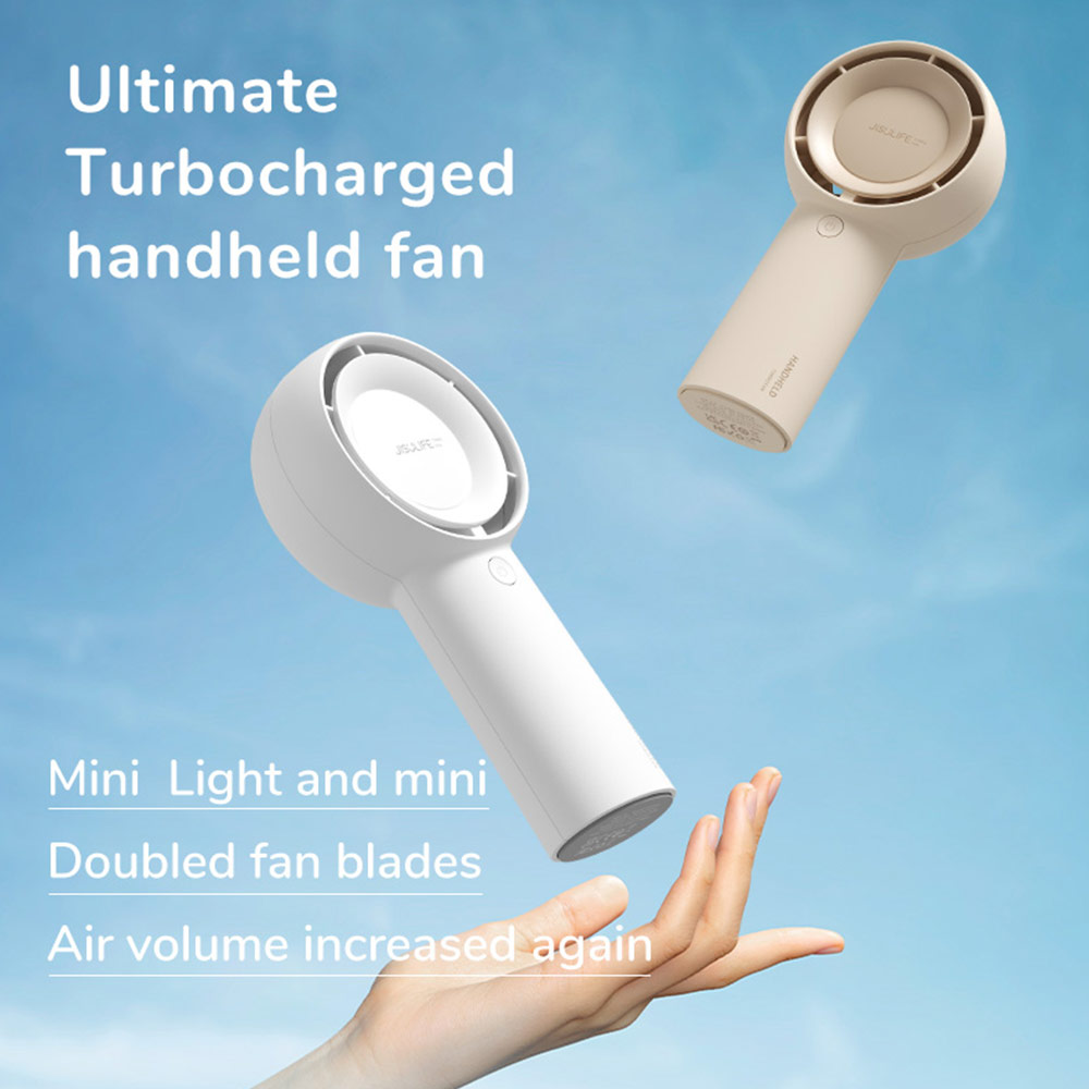 Picture of Jisulife Turbocharged 3 Speed Portable Fast Charge Rechargeble 4000mAh Hidden Blade High Quality Handheld Mini Fan for Outdoor Indoor Badminton Court Concert Picnic Camping FA43 ( Brown)