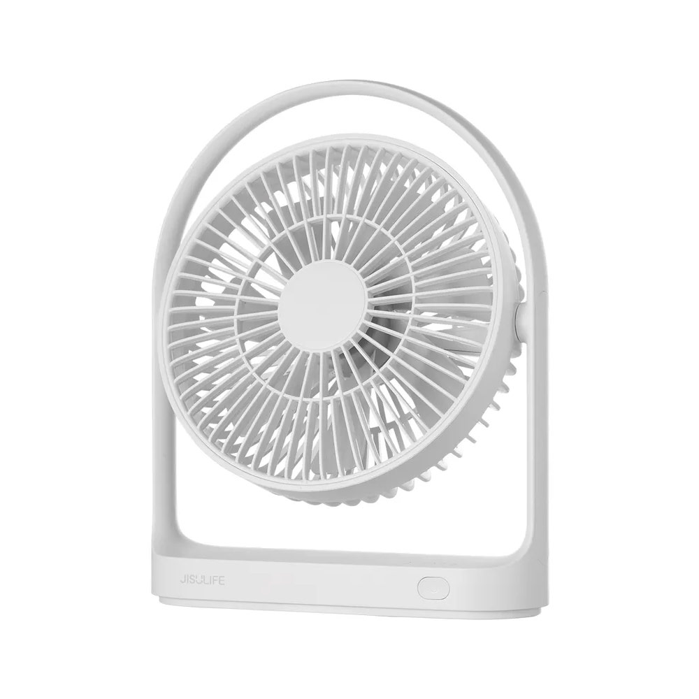 Picture of JISULIFE Desk Fan Small Portable Desktop Fan Strong Airflow Ultra Quiet 4000mAh USB Rechargeable Electric Table Fan for Office Room Travel Outdoor Indoor Picnic Camping (White)