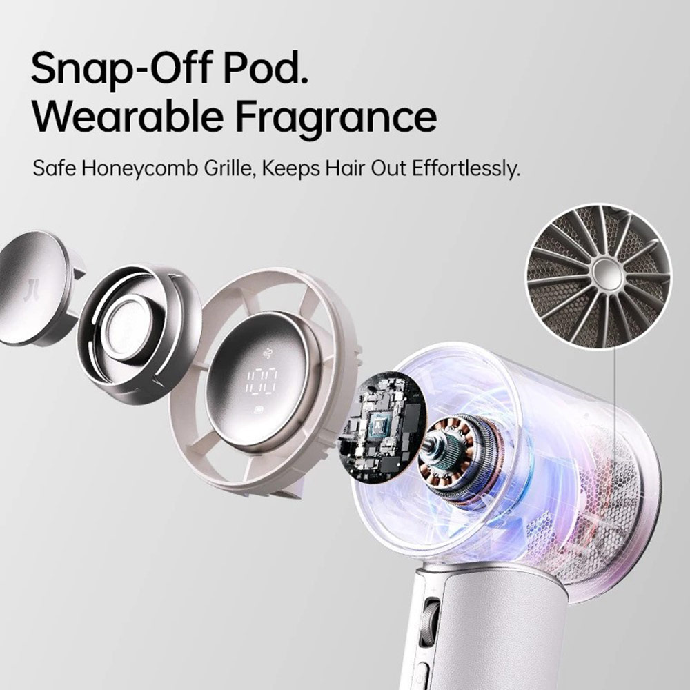 Picture of JisuLife Handheld Fan Pro1 Mini Size Aromatherapy Leather Design Compact Portable 30h Long Battery Ultra Quiet (White)