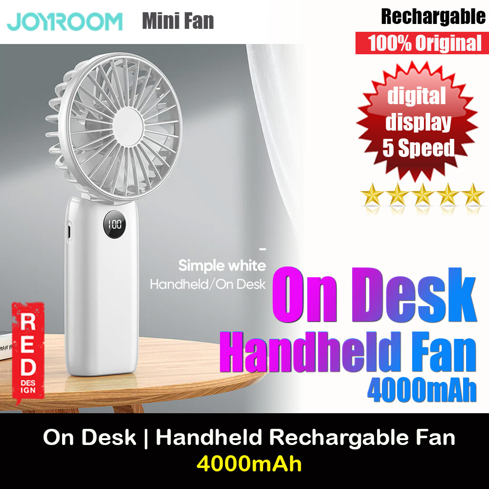 Picture of Joyroom JR-CY451 5 Speed Hold and Stand On Desk Folding Handheld Fan with digital display 4000mAh (White) Red Design- Red Design Cases, Red Design Covers, iPad Cases and a wide selection of Red Design Accessories in Malaysia, Sabah, Sarawak and Singapore 