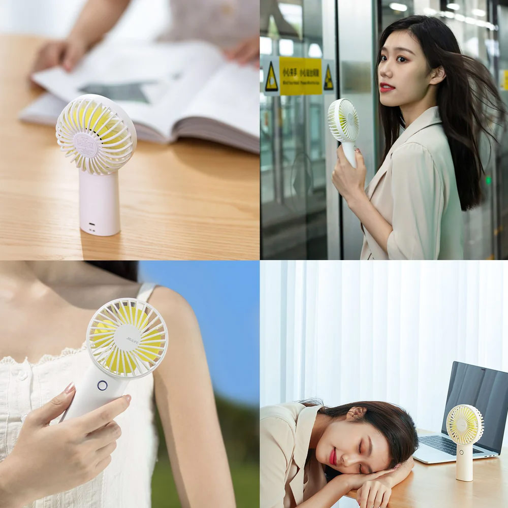 Picture of Jisulife Malaysia 3 Speed Wind Portable Rechargeble 4000mAh Handheld Fan  for Outdoor Badminton Court Concert Picnic Camping  (Navy)