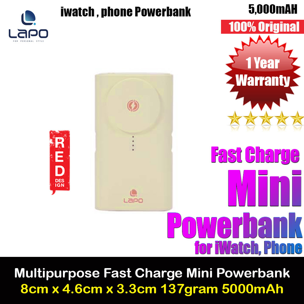 Picture of Lapo iWatch Powerbank Pocket Mini Small Size Powerbank 20W Fast Charge with Type-C Connector Apple Watch Powerbank (Beige) Red Design- Red Design Cases, Red Design Covers, iPad Cases and a wide selection of Red Design Accessories in Malaysia, Sabah, Sarawak and Singapore 