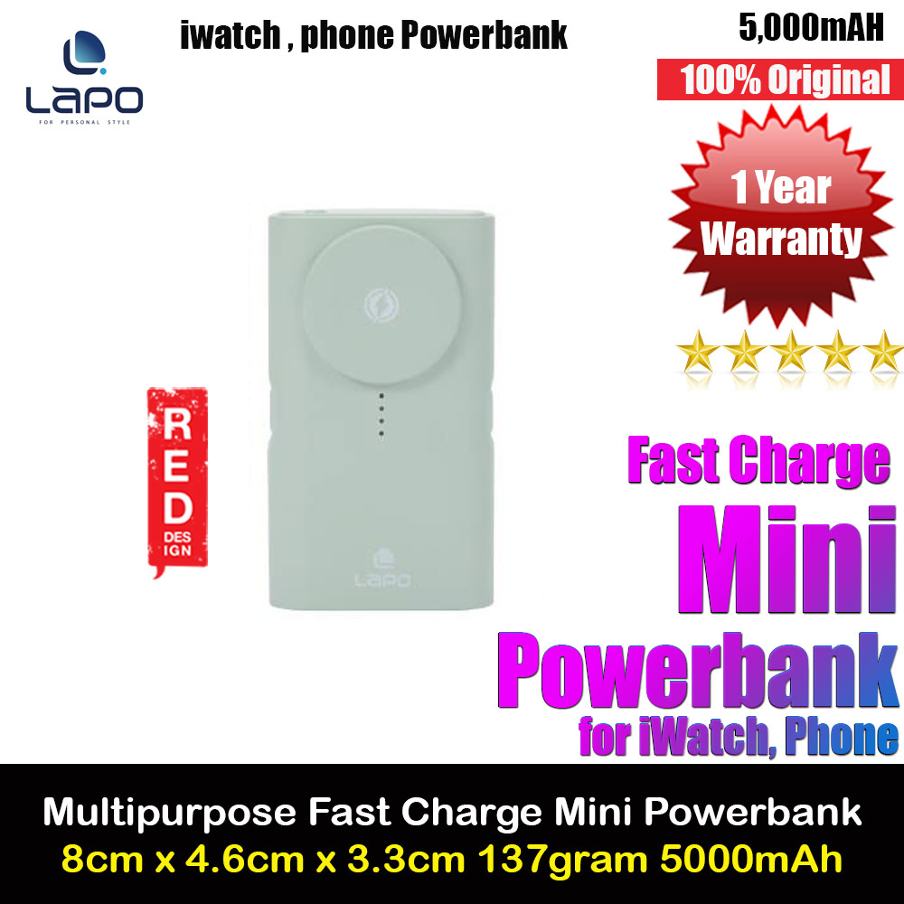 Picture of Lapo iWatch Powerbank Pocket Mini Small Size Powerbank 20W Fast Charge with Type-C Connector Apple Watch Powerbank (Green) Red Design- Red Design Cases, Red Design Covers, iPad Cases and a wide selection of Red Design Accessories in Malaysia, Sabah, Sarawak and Singapore 