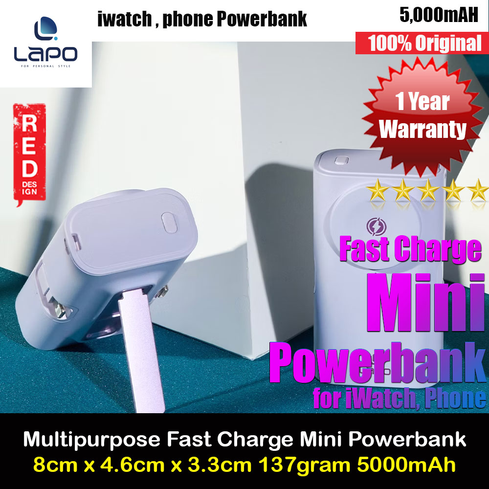 Picture of Lapo iWatch Powerbank Pocket Mini Small Size Powerbank 20W Fast Charge with Type-C Connector Apple Watch Powerbank (Lavender) Red Design- Red Design Cases, Red Design Covers, iPad Cases and a wide selection of Red Design Accessories in Malaysia, Sabah, Sarawak and Singapore 