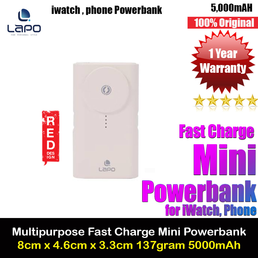 Picture of Lapo iWatch Powerbank Pocket Mini Small Size Powerbank 20W Fast Charge with Type-C Connector Apple Watch Powerbank (Milky White) Red Design- Red Design Cases, Red Design Covers, iPad Cases and a wide selection of Red Design Accessories in Malaysia, Sabah, Sarawak and Singapore 