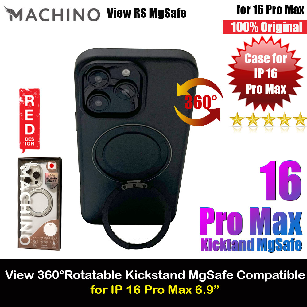 Picture of Machino View RS Rotateable Kickstand Magnetic Compatible Drop Protection Case for iPhone 16 Pro Max 6.9 (Black) Apple iPhone 16 Pro Max 6.9- Apple iPhone 16 Pro Max 6.9 Cases, Apple iPhone 16 Pro Max 6.9 Covers, iPad Cases and a wide selection of Apple iPhone 16 Pro Max 6.9 Accessories in Malaysia, Sabah, Sarawak and Singapore 