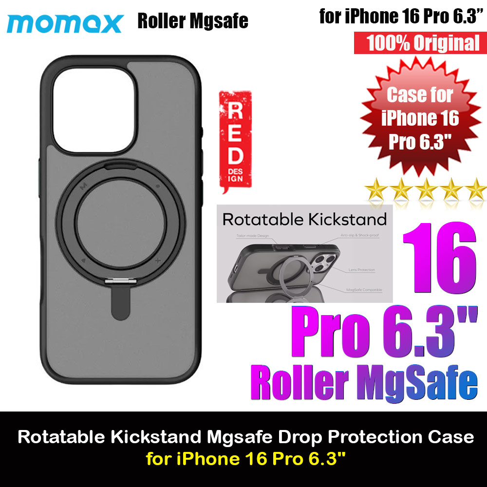 Picture of Momax CaseForm Roller Magnetic Case with Rotatable Stand Drop Protective Case iPhone 16 Pro 6.3 (Matte Black) Apple iPhone 16 Pro 6.3- Apple iPhone 16 Pro 6.3 Cases, Apple iPhone 16 Pro 6.3 Covers, iPad Cases and a wide selection of Apple iPhone 16 Pro 6.3 Accessories in Malaysia, Sabah, Sarawak and Singapore 