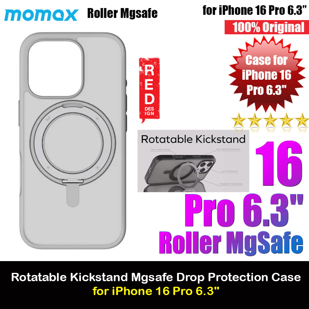 Picture of Momax CaseForm Roller Magnetic Case with Rotatable Stand Drop Protective Case iPhone 16 Pro 6.3 (Matte Grey) Apple iPhone 16 Pro 6.3- Apple iPhone 16 Pro 6.3 Cases, Apple iPhone 16 Pro 6.3 Covers, iPad Cases and a wide selection of Apple iPhone 16 Pro 6.3 Accessories in Malaysia, Sabah, Sarawak and Singapore 