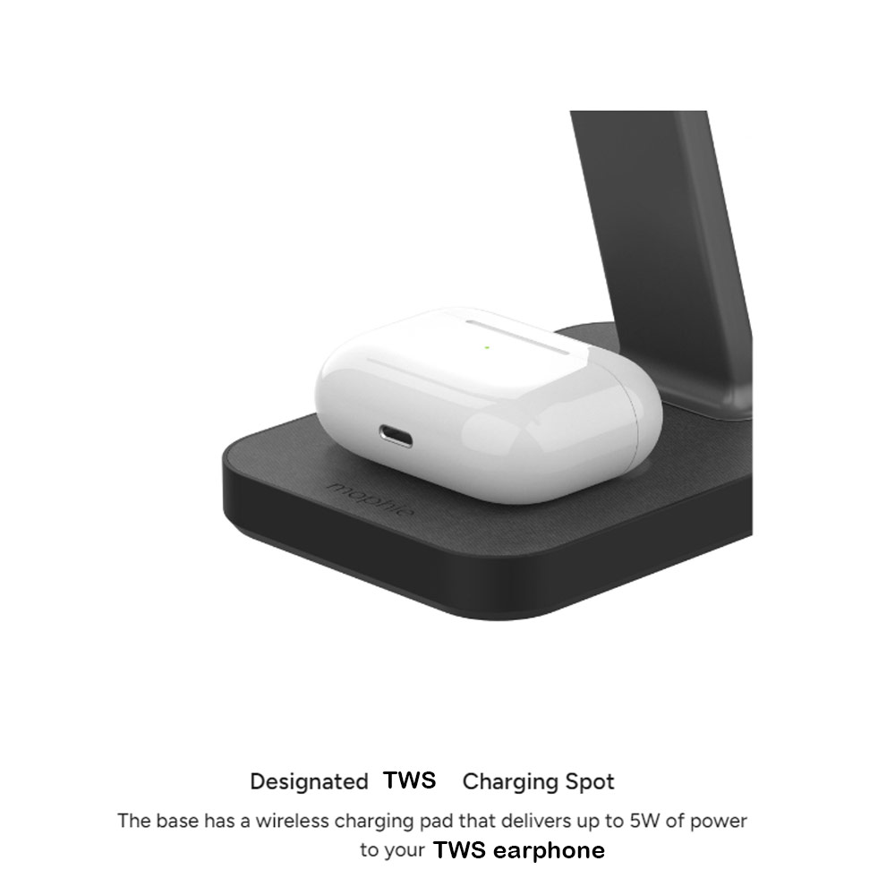 Picture of Apple iPhone 13 6.1 | Mophie Snap Stand Pad 15W Magnetic Wireless Stand wireless charging stand compatible with snap and MagSafe for Smartphones iPhone Google Pixel Samsung Galaxy Qi-enabled Devices (Black)