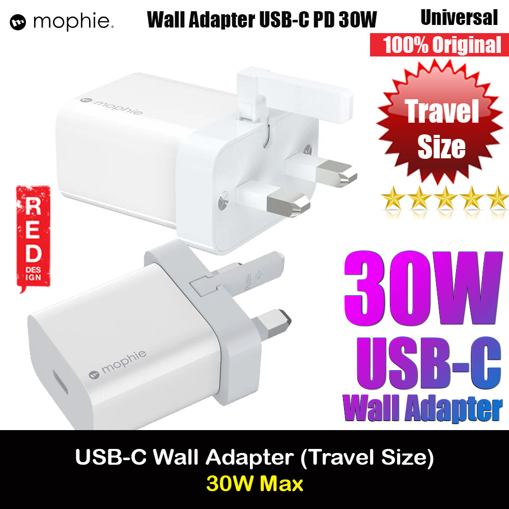 Picture of Mophie USB-C 30W Wall Travel Compact Charger Smartphone Tablet Small laptops USB-C devices (UK) Red Design- Red Design Cases, Red Design Covers, iPad Cases and a wide selection of Red Design Accessories in Malaysia, Sabah, Sarawak and Singapore 