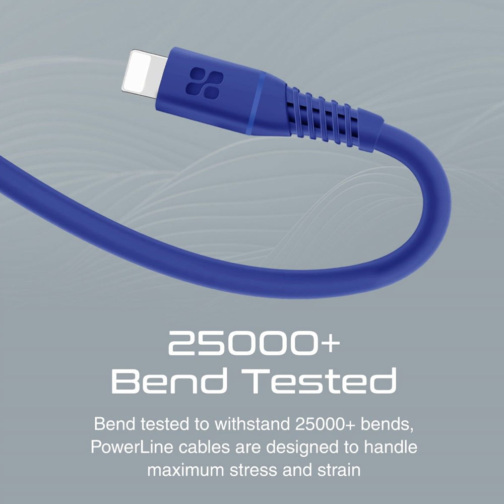 Picture of Promate Ultra Fast USB C to Lightning 20W Fast Charging Soft Silicone cable for iPhone 13 Pro Max IPad Airpods Pro PowerLine-Ci120 (Blue)