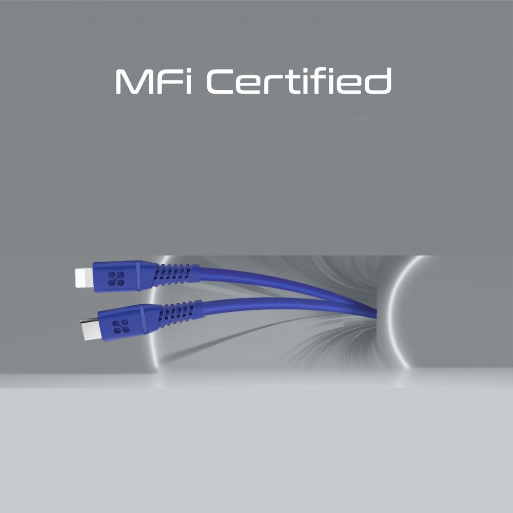 Picture of Promate Ultra Fast USB C to Lightning 20W Fast Charging Soft Silicone cable for iPhone 13 Pro Max IPad Airpods Pro PowerLine-Ci120 (Blue)