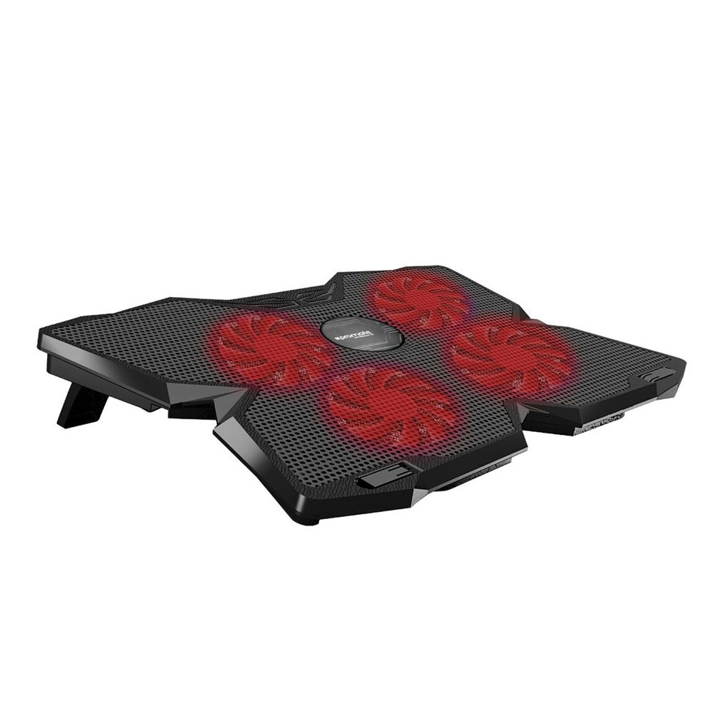 Picture of Promate Gaming Laptop Cooling Pad, Ergonomic High-Speed Laptop Cooling Pad with 4 Silent Cooling Fan, Dual USB Port, Adjustable Height LED Speed Display, Cable Organizer and Ani-Slip Grip for Laptops up to 17 Inch AirBase-3