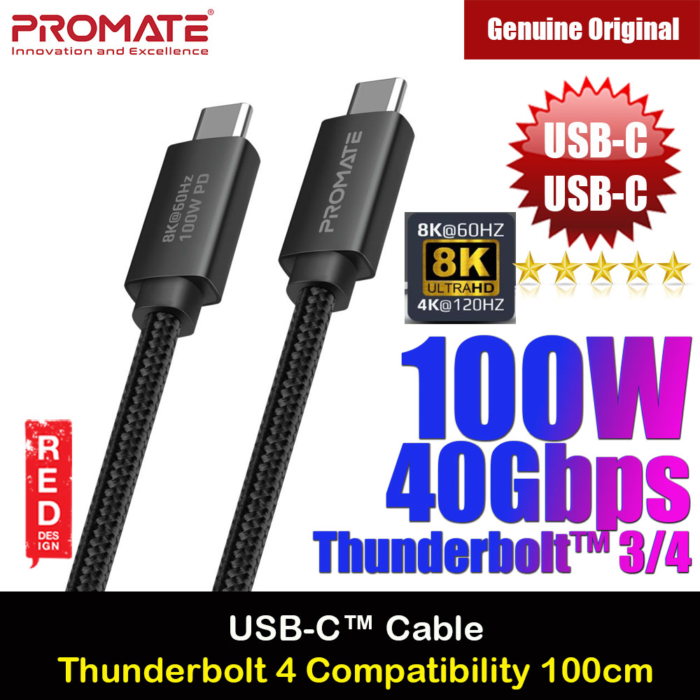 Picture of Promate USB-C™ Thunderbolt 4 USB4 100W Ultra HD 8k High-Speed 40Gbps Charge Data Cable for Laptop Pro 13 PrimeLink-C40