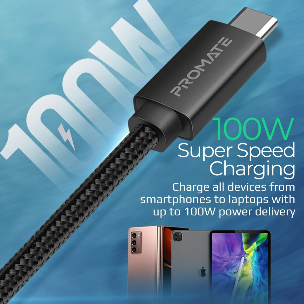 Picture of Promate USB-C™ Thunderbolt 4 USB4 100W Ultra HD 8k High-Speed 40Gbps Charge Data Cable for Laptop Pro 13 PrimeLink-C40