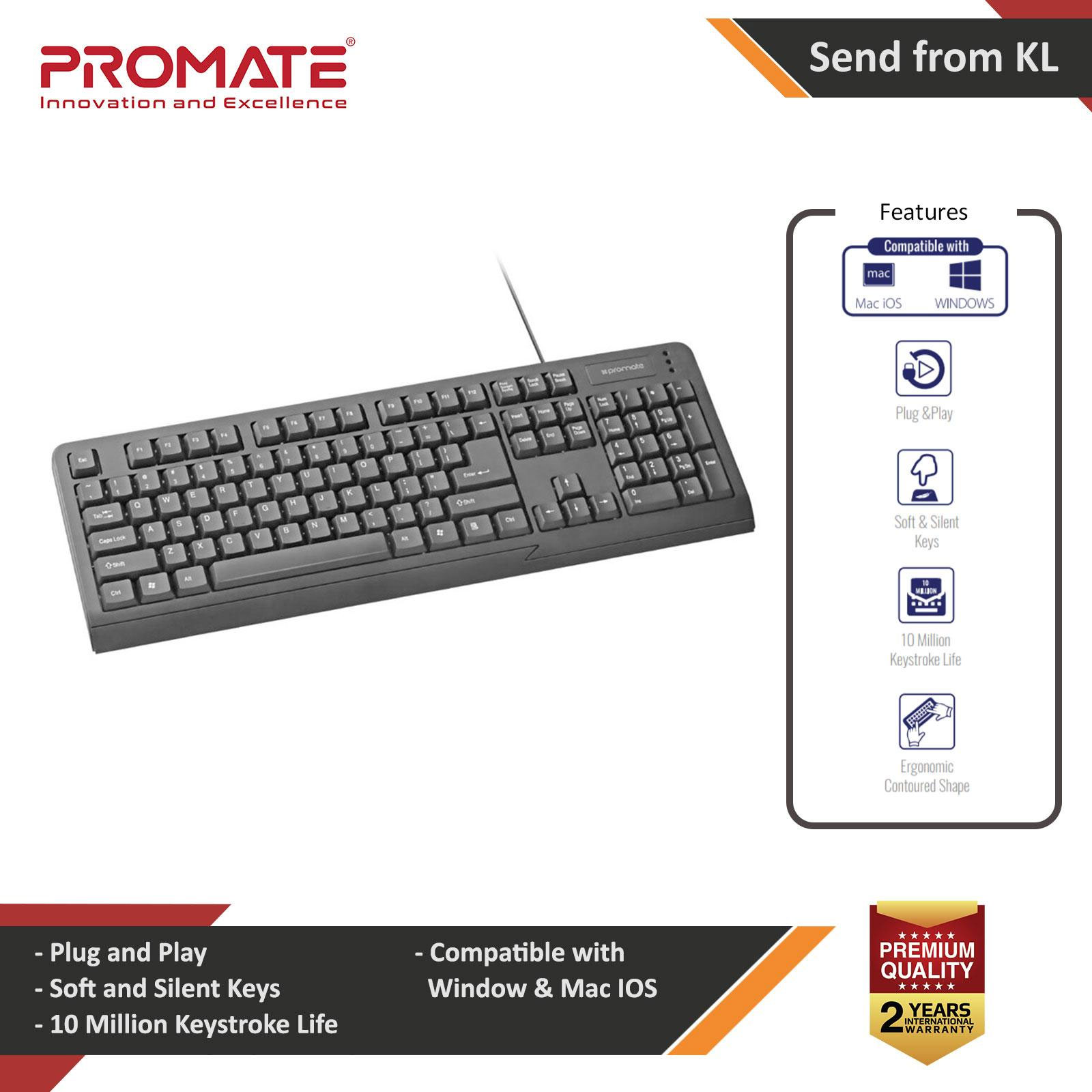 Picture of Promate Keyboard Professional USB Wired Keyboard with Comfortable Quiet Keys and Durable 10 Million Keystroke Life Key for Desktop PC Windows Mac iOS Laptops EasyKey-1 Red Design- Red Design Cases, Red Design Covers, iPad Cases and a wide selection of Red Design Accessories in Malaysia, Sabah, Sarawak and Singapore 