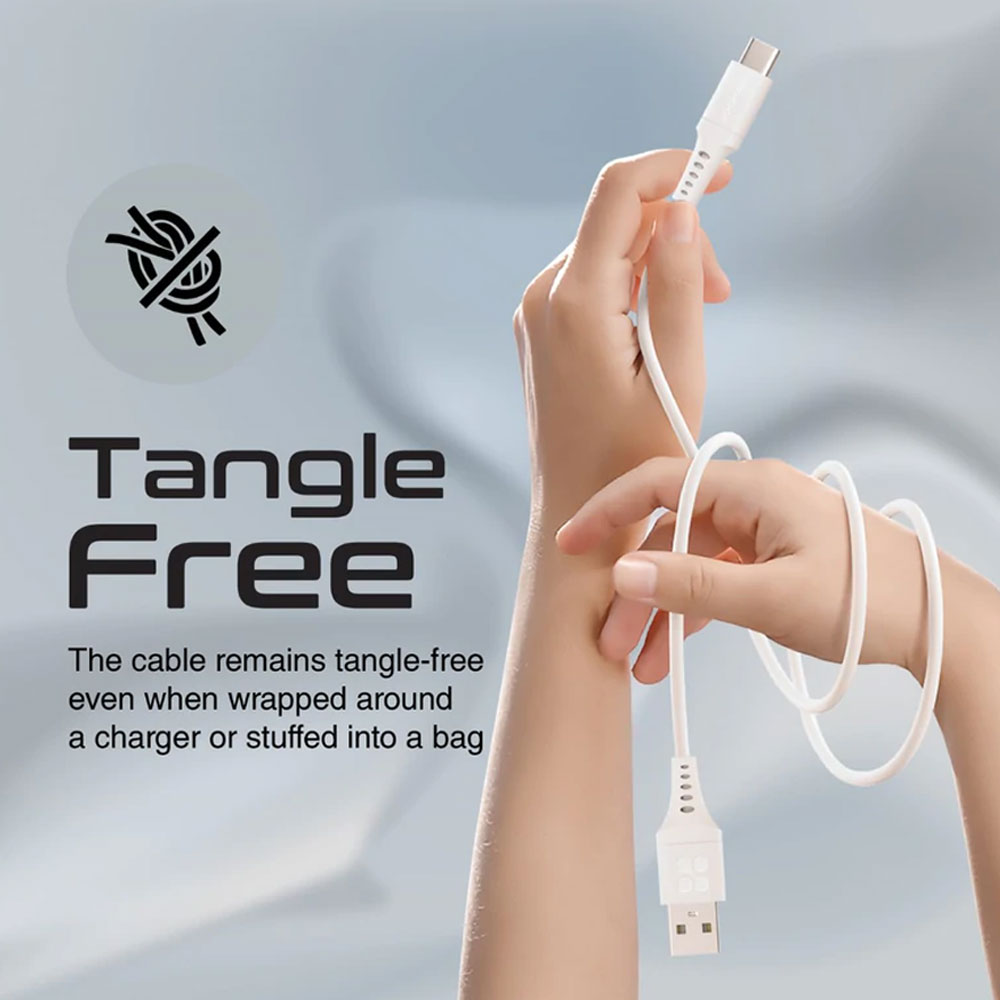 Picture of Promate Ultra Fast USB A to USB C 3A Fast Charging Soft Silicone cable for Smartphones Tablets Galaxy S22 Ultra Vivo Huawei Oppo (White)