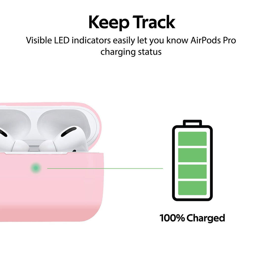 Picture of Apple Airpods Pro Case | Promate AirPods Pro Silicone Case Slim-Fit Shockproof Protective Wireless Charging AirPods Pro Cover with Dual-Lid, Scratch Resistance and Anti-Slip Case for Apple Airpods Pro SiliCase-Pro (Pink)