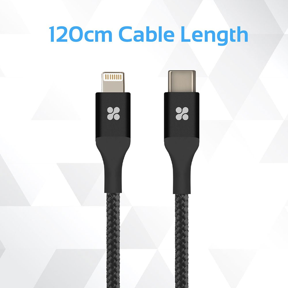 Picture of PROMATE uniLink-LTC USB-C to Apple Lightning Cable Heavy Duty Fabric Armored Fast Charging Support Long Bend Lifespan 1.2 Meter Length