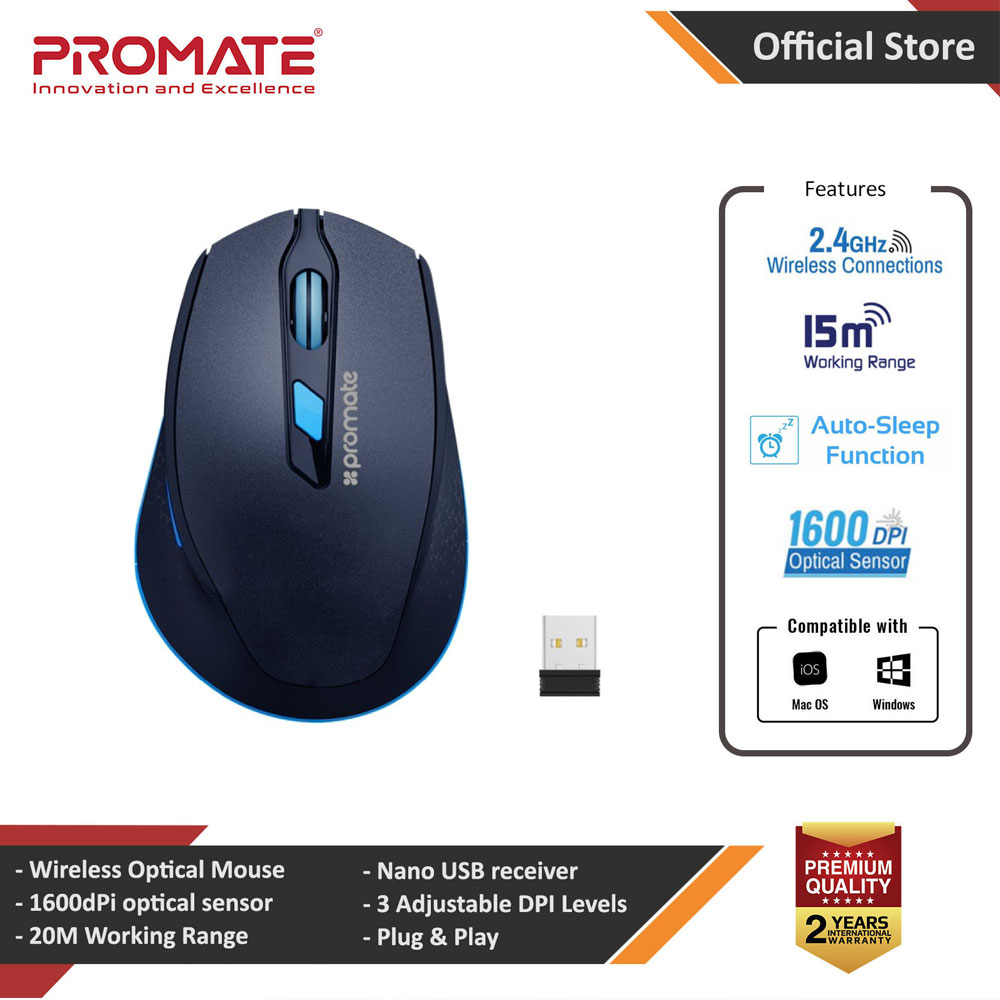 Picture of Promate Wireless Mouse 2.4G Ergonomic Designed Wireless Mice with USB Nano Receiver 15m Working Distance Auto Sleep Function and 3 Adjustable DPI for Laptops PC Tablets  iMac Clix-6 Red Design- Red Design Cases, Red Design Covers, iPad Cases and a wide selection of Red Design Accessories in Malaysia, Sabah, Sarawak and Singapore 