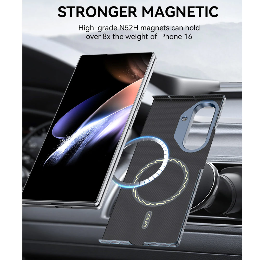 Picture of Samsung Galaxy Z Fold 7 | Raptic Galaxy Z Fold7 Aramid Fiber Skin Magnetic Compatible Skin for Galaxy Z Fold 7 (Profound Blue)