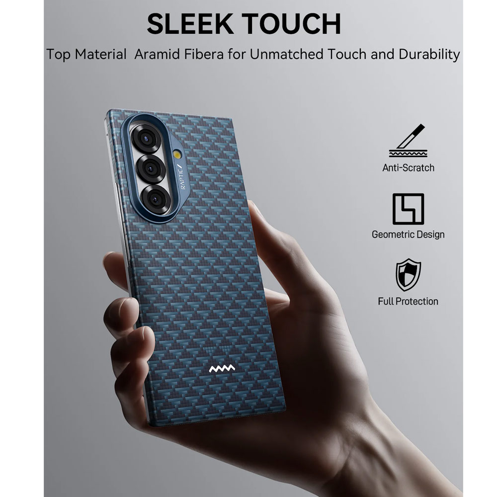 Picture of Samsung Galaxy Z Fold 7 | Raptic Galaxy Z Fold7 Aramid Fiber Skin Magnetic Compatible Skin for Galaxy Z Fold 7 (Profound Blue)