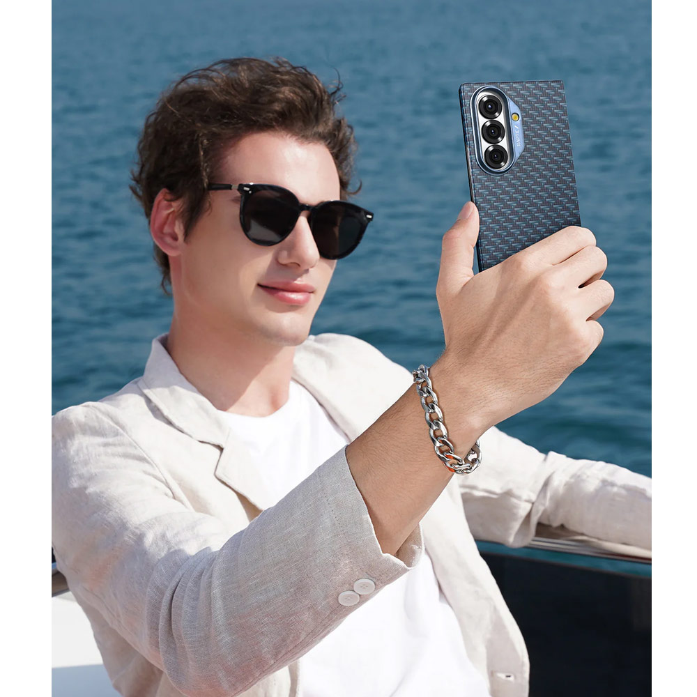 Picture of Samsung Galaxy Z Fold 7 | Raptic Galaxy Z Fold7 Aramid Fiber Skin Magnetic Compatible Skin for Galaxy Z Fold 7 (Profound Blue)