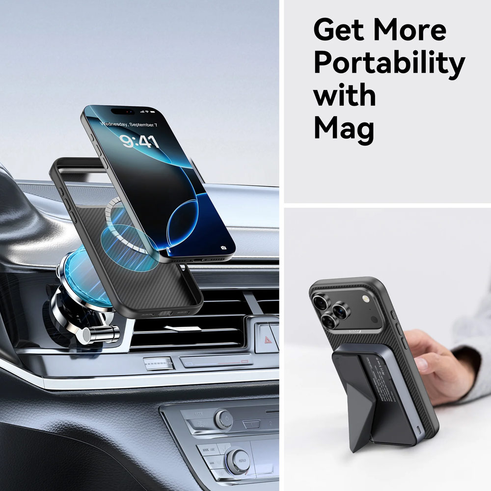 Picture of Apple iPhone 17 Pro Max 6.9 Case | Raptic Aramid Fiber Dual MgSafe Magnetic Compatible Drop Protection Case for iPhone 17 Pro Max 6.9 (Black)