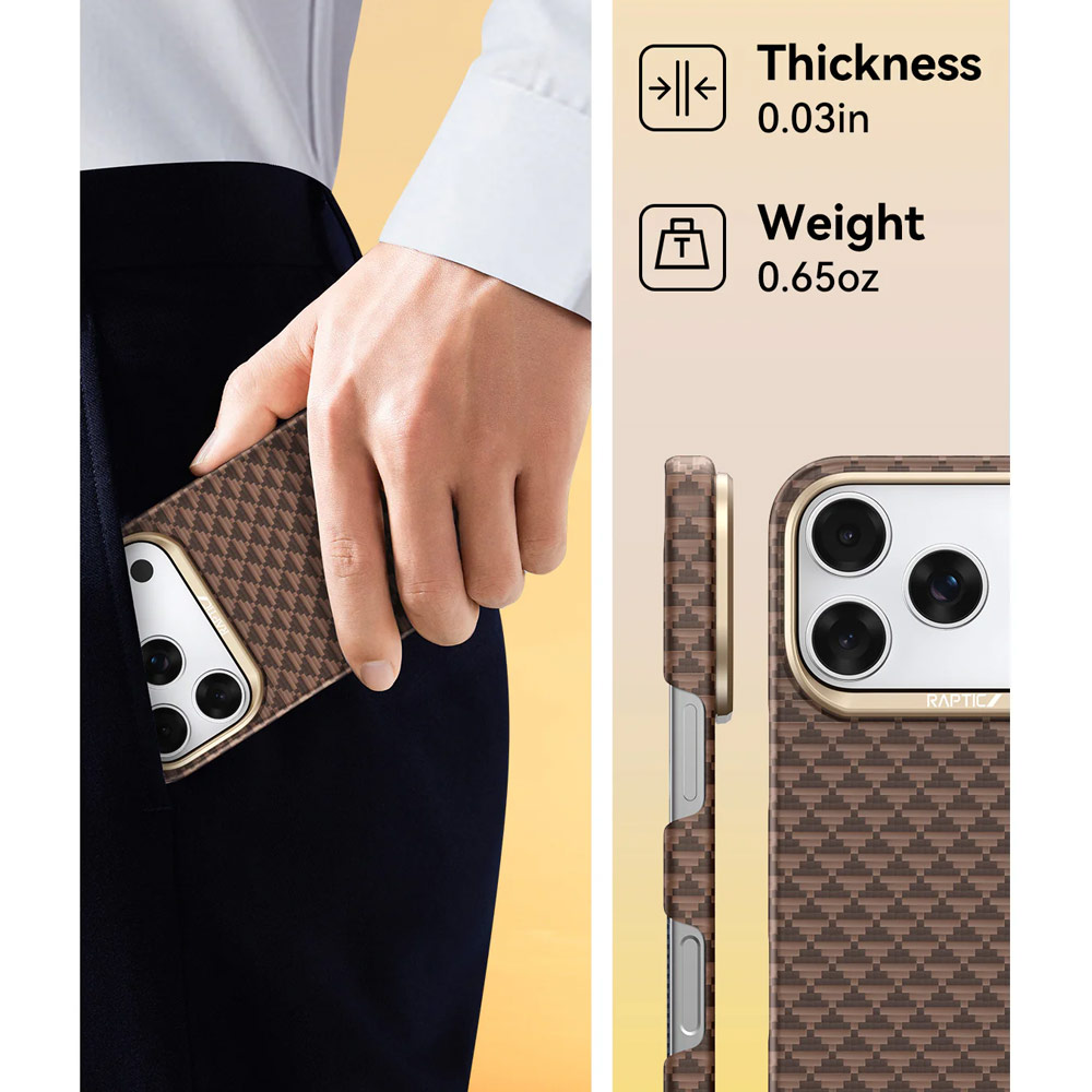 Picture of Apple iPhone 17 Pro Max 6.9 Case | Raptic Aramid Fibre Origin Lightweight Ultra Slim Case with Magsafe for iPhone 17 Pro Max 6.9 (Humble)