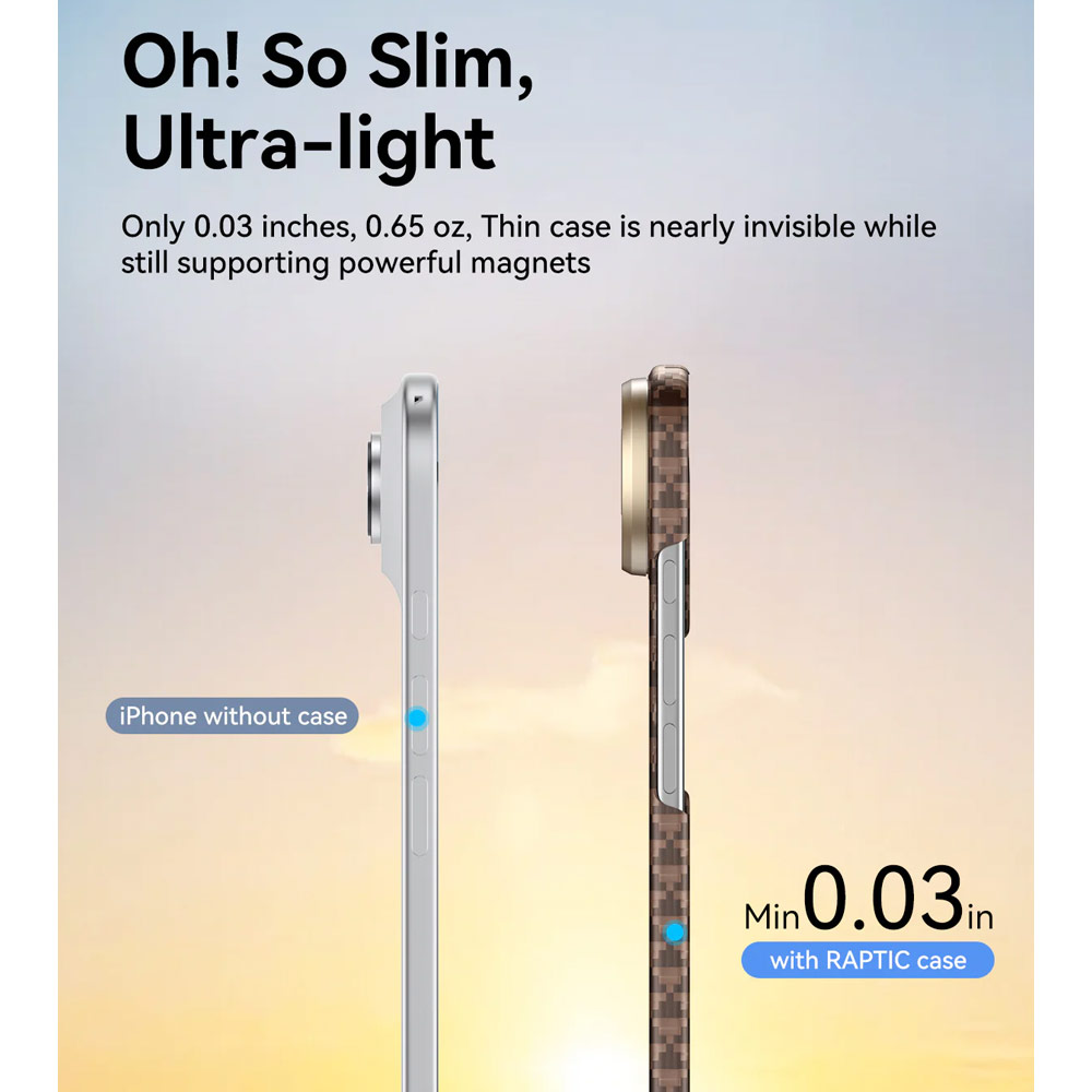 Picture of Apple iPhone Air 6.5 Case | Raptic Aramid Fibre Origin Lightweight Ultra Slim Case with Magsafe for iPhone Air 6.5 (Humble)