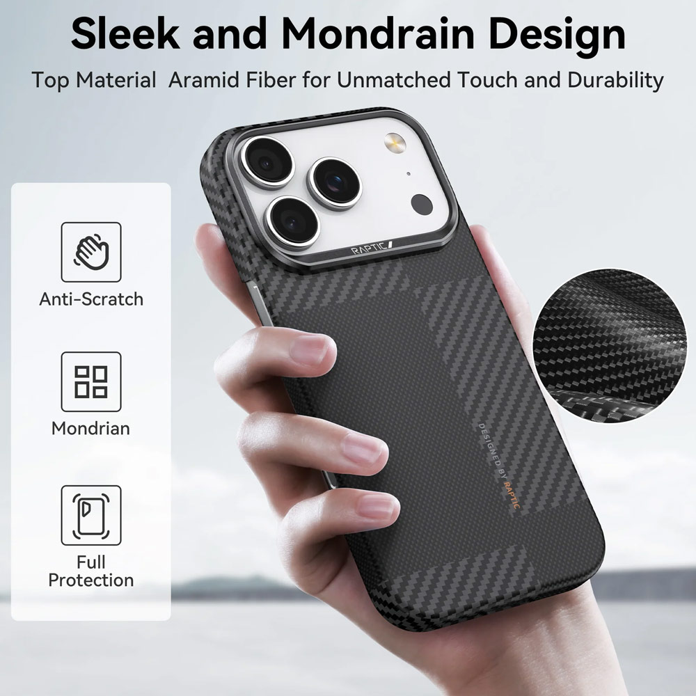 Picture of Apple iPhone 17 Pro Max 6.9 Case | Raptic Aramid Fiber Geotik MgSafe Magnetic Compatible Drop Protection Case for iPhone 17 Pro Max 6.9 (Mondrain)