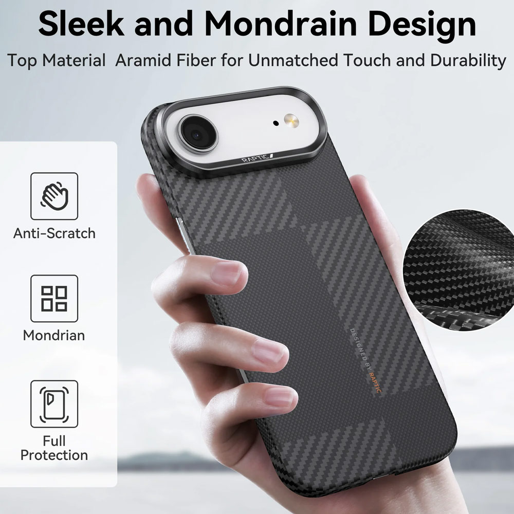 Picture of Apple iPhone Air 6.5 Case | Raptic Aramid Fiber Geotik MgSafe Magnetic Compatible Drop Protection Case for iPhone Air 6.5 (Mondrain)