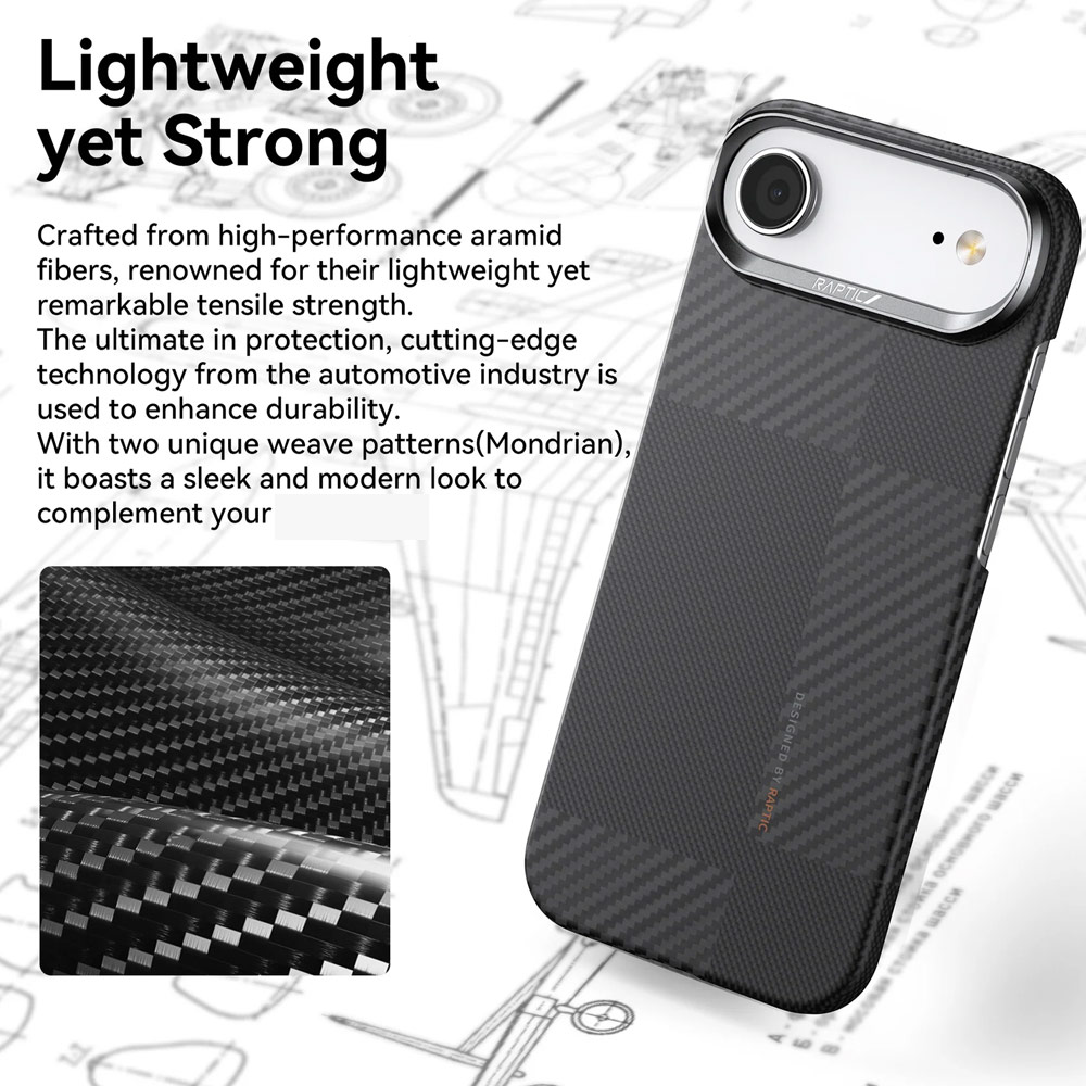 Picture of Apple iPhone Air 6.5 Case | Raptic Aramid Fiber Geotik MgSafe Magnetic Compatible Drop Protection Case for iPhone Air 6.5 (Mondrain)