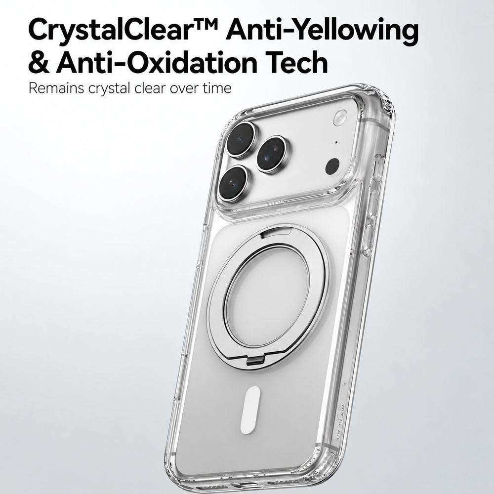 Picture of Apple iPhone 18 Pro Case | RAPTIC Air Stand 360 Degree Rotatable Kickstand Drop Protection Case for iPhone 18 Pro – Clear