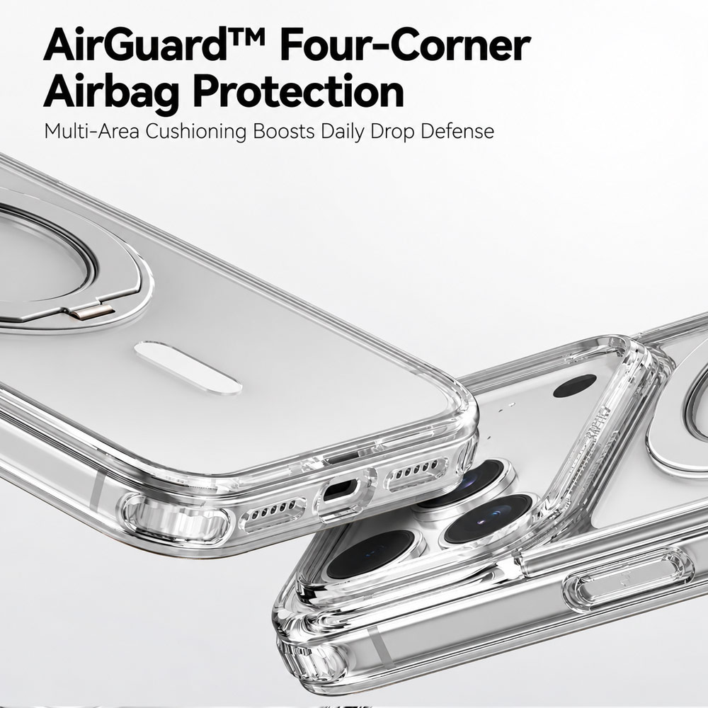 Picture of Apple iPhone 18 Pro Case | RAPTIC Air Stand 360 Degree Rotatable Kickstand Drop Protection Case for iPhone 18 Pro – Clear