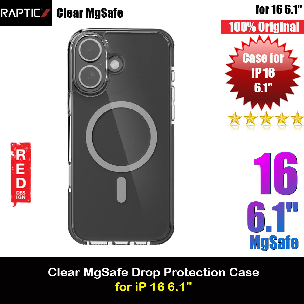 Picture of Raptic Clear MgSafe Magnetic Compatible Drop Protection Case for iPhone 16 6.1 (Black) Apple iPhone 16 6.1- Apple iPhone 16 6.1 Cases, Apple iPhone 16 6.1 Covers, iPad Cases and a wide selection of Apple iPhone 16 6.1 Accessories in Malaysia, Sabah, Sarawak and Singapore 