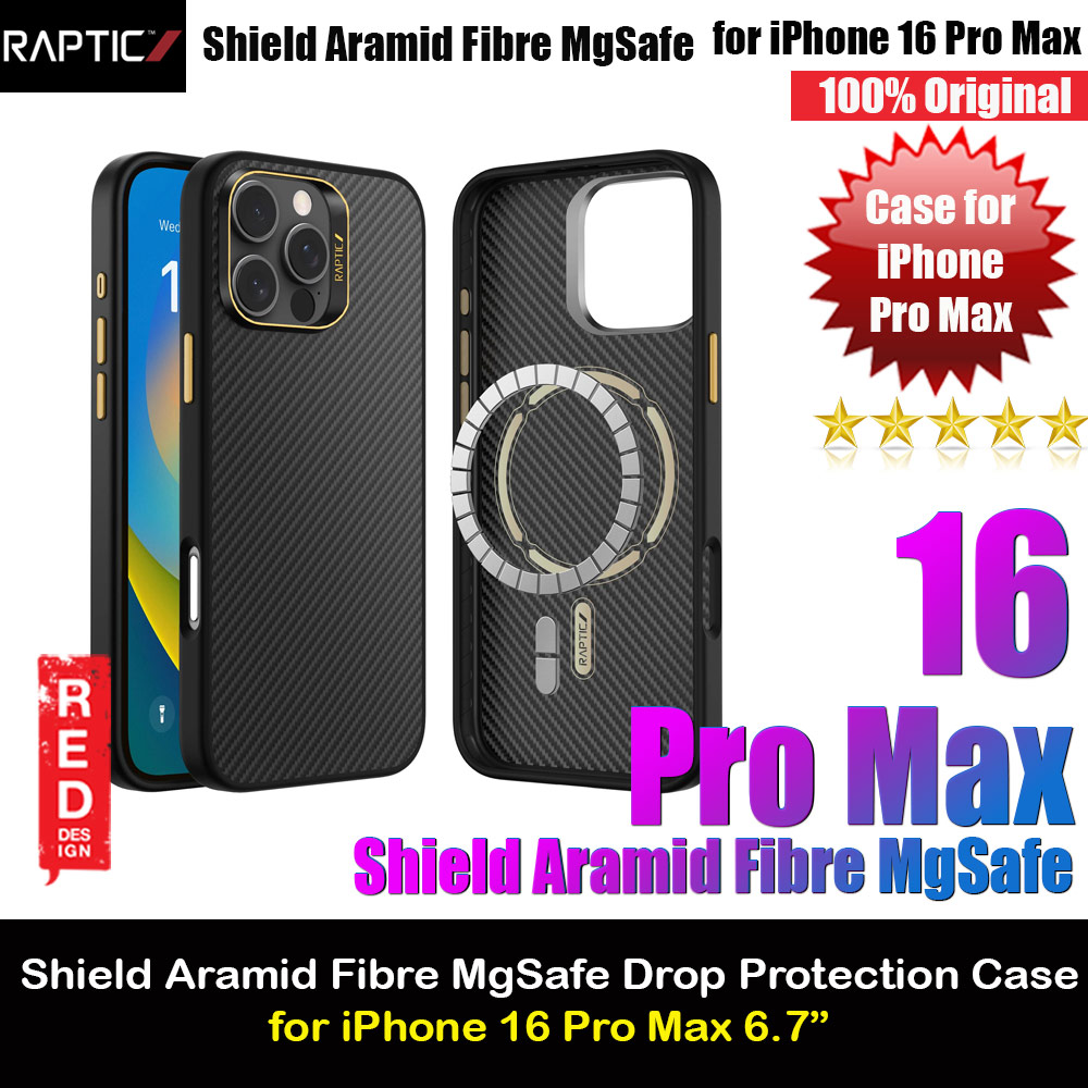 Picture of Raptic Shield Aramid Fibre Slim Case with Magsafe for iPhone 16 Pro Max 6.9 (600D Black) Apple iPhone 16 Pro Max 6.9- Apple iPhone 16 Pro Max 6.9 Cases, Apple iPhone 16 Pro Max 6.9 Covers, iPad Cases and a wide selection of Apple iPhone 16 Pro Max 6.9 Accessories in Malaysia, Sabah, Sarawak and Singapore 