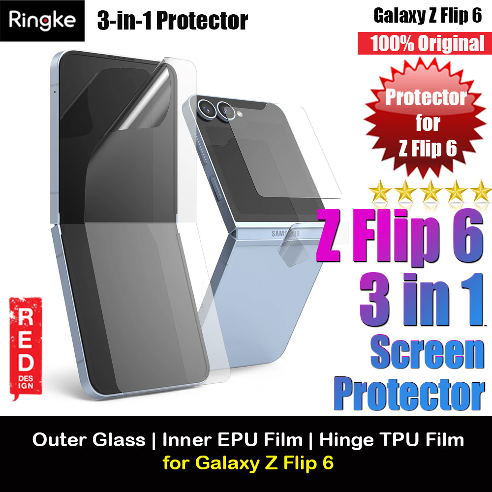 Picture of Ringke Front Inner Hinge 3 in 1 Full Set Screen Protector for Samsung Galaxy Z Flip 6 (2pcs Pack) Samsung Galaxy Z Flip 6- Samsung Galaxy Z Flip 6 Cases, Samsung Galaxy Z Flip 6 Covers, iPad Cases and a wide selection of Samsung Galaxy Z Flip 6 Accessories in Malaysia, Sabah, Sarawak and Singapore 