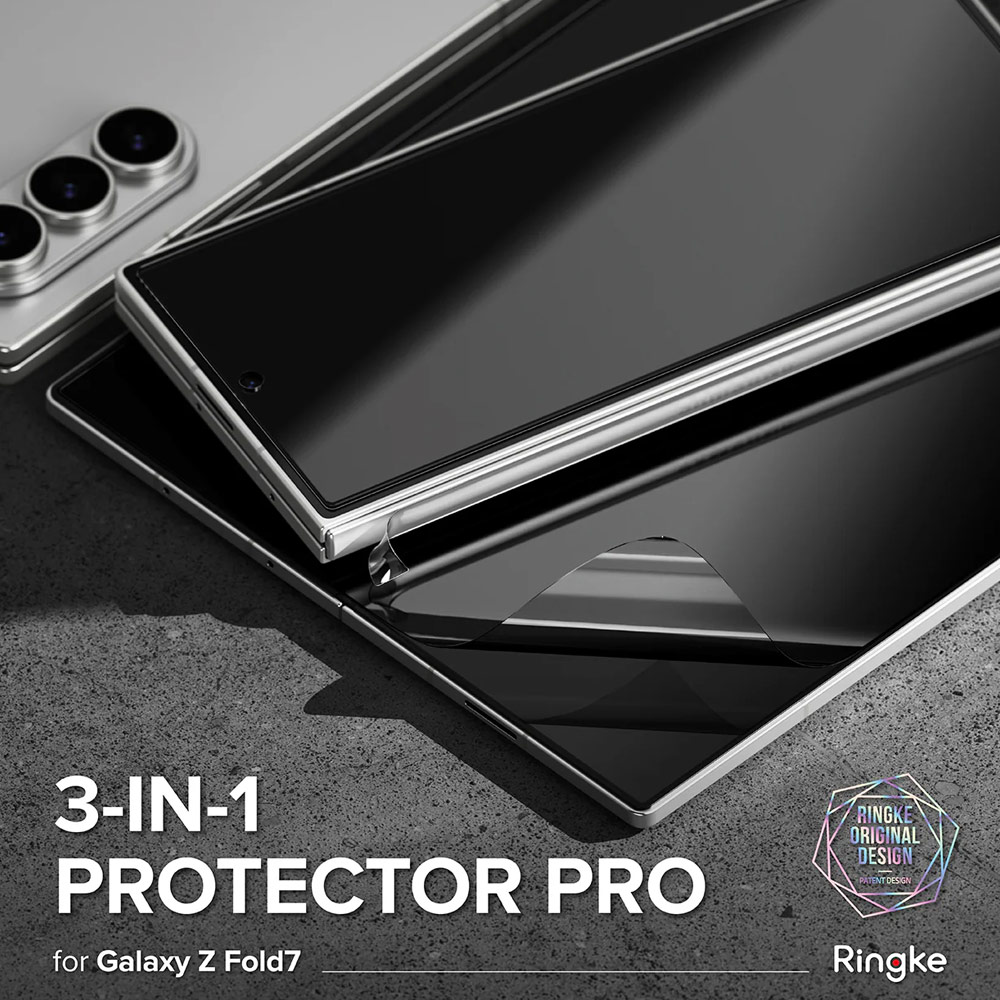 Picture of Samsung Galaxy Z Fold 7 Screen Protector | Ringke 3 in 1 Screen Protector Dual Easy Film Interior Screen Protector Display Cover Tempered Glass Hinge Protector for Samsung Galaxy Z Fold 7